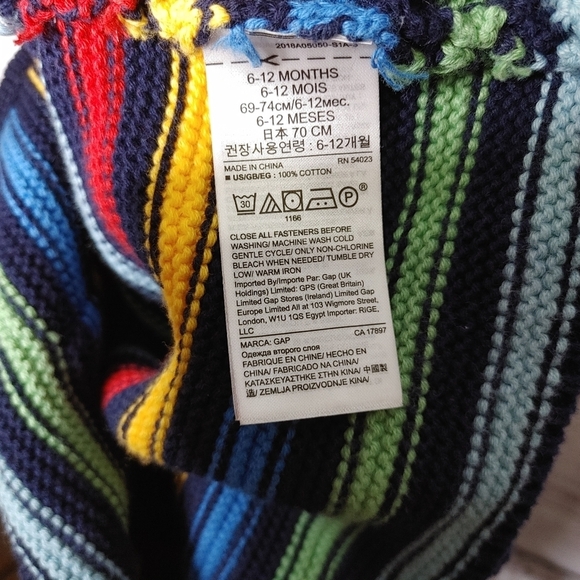 BABY Gap striped knit hooded cardigan size 6-12M - Picture 6 of 6